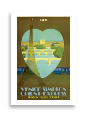 Travel Poster Print. Orient Express Vintage World Travel Poster, Retro Railway Print