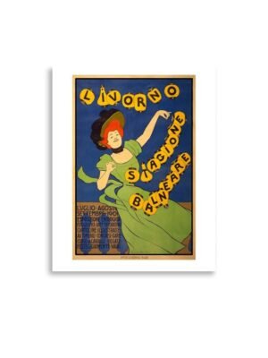 Vintage Italian Travel Advertising Poster, Print For Livorno Bathing Season, Vintage World Travel Poster