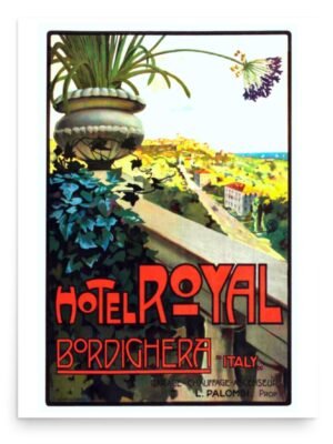 Hotel Royal Bordighera, Italy Vintage Italian Travel Poster