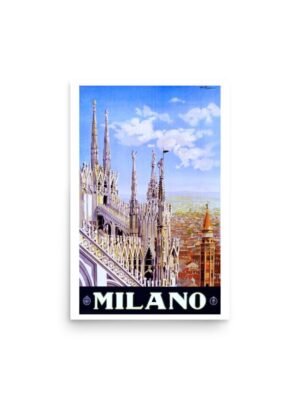 Milan Poster, Milano Vintage Travel Print, Vintage Italy World Travel Poster, Art Deco Printed Poster