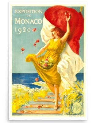 Exposition de Monaco, 1920 Vintage PLM Travel Poster Art Nouveau Retro French Travel Poster
