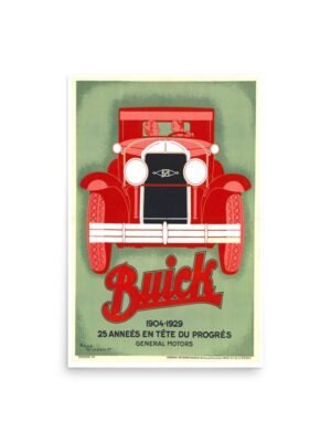 Vintage French Car Advertisement Poster, Buick Car Ad Print, 1929 Car Advert Poster, General Motors Red Car Buick Poster