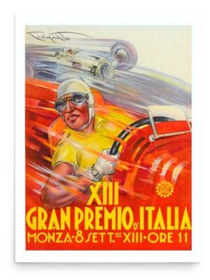 Vintage Grand Prix Poster, Racing Car Print Monza, Italian Motor Race Print