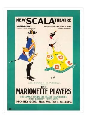 Vintage Theatre Poster, New Scala Theatre, The Marionette Players, Poster Print, Historic Theatre Enternainment Poster