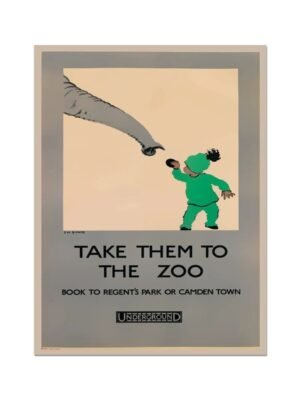 Take Them To The Zoo, London Underground Vintage Tourism Travel Poster, To Regents Park World Travel Print, London Tube Poster