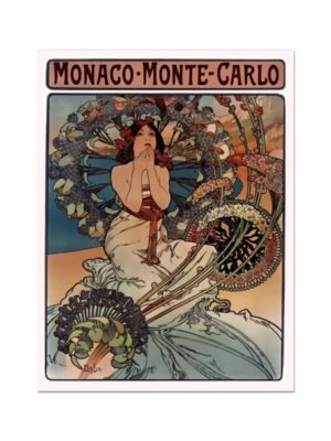Monaco Monte-Carlo, Vintage French Railway Travel Poster, French Tourism Print, Monte-Carlo By Mucha