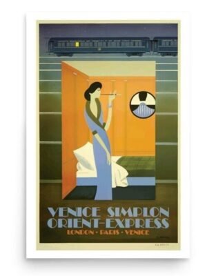 Orient Express Art Deco Travel Poster, Orient Express London - Paris - Venice, Vintage World Travel Poster, Retro Railway Print