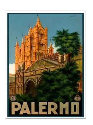 Palermo Sicily Poster, Palermo Cathedral Vintage Enit Poster Print, Italian Tourism Poster, World Travel Poster