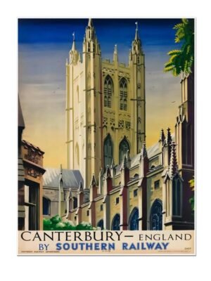 Vintage Canterbury Poster, Canterbury England By Southern Railway, Canterbury Cathederal Poster, British Railways Tourism Poster