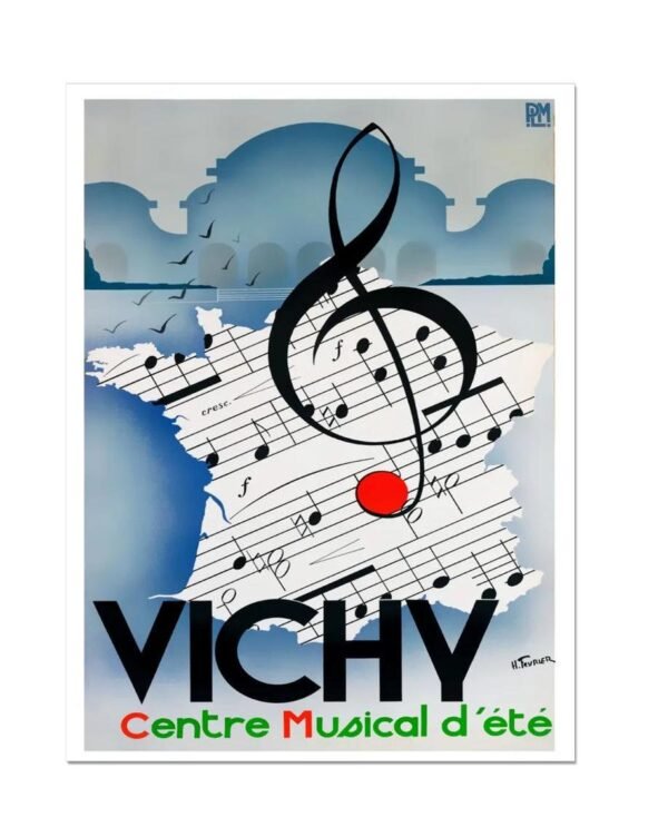 Vichy Poster, Vintage French PLM Poster, Chemin De Fer Paris-Lyon-M?diterranee, Vichy Centre Musical D'Ete