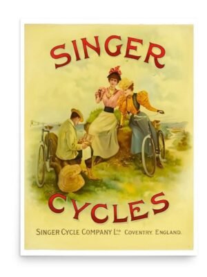 Vintage Bicycle Poster, Singer Cycles Poster, Historic Advert, Old Bike Poster Print, Vintage Bicycle Print Singer Cycle Company Coventry